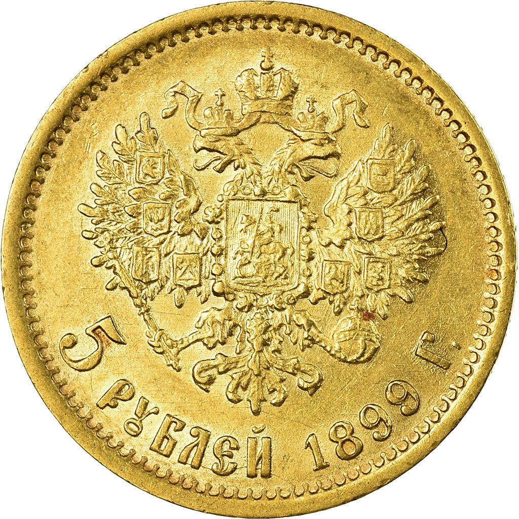 Münze, Russland, Nicholas II, 5 Roubles, 1899, St. Petersburg, VZ, Gold