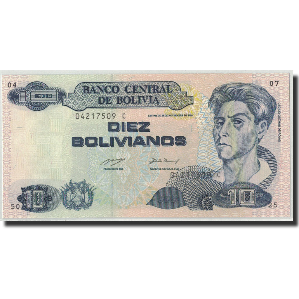 Bolivia, 10 Bolivianos, Undated (1993), 1986-11-28, KM:210, UNC(65-70)