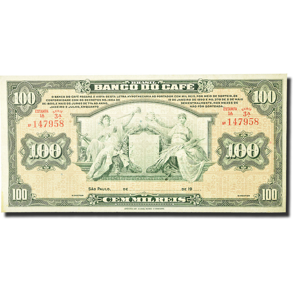 Banknote, Brazil, 100 Mil Reis, 1890, 1890-01-19, KM:S541r, UNC(65-70)