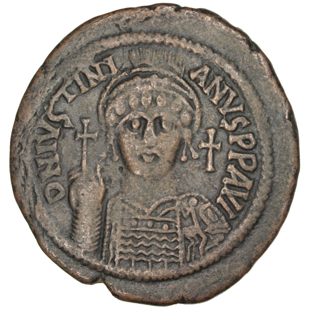 Justinian I 527-565, Follis, Nicomedia, EF(40-45), Copper, Sear #201, 22.16