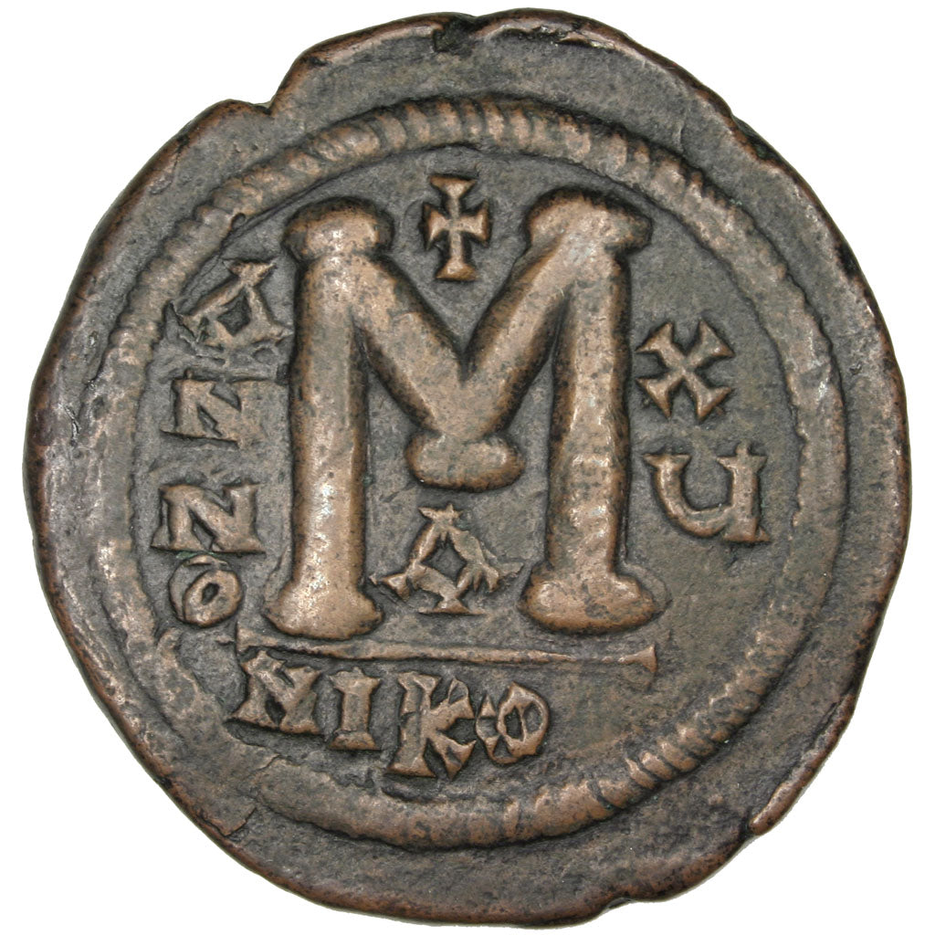 Justinian I 527-565, Follis, Nicomedia, EF(40-45), Copper, Sear #201, 22.16