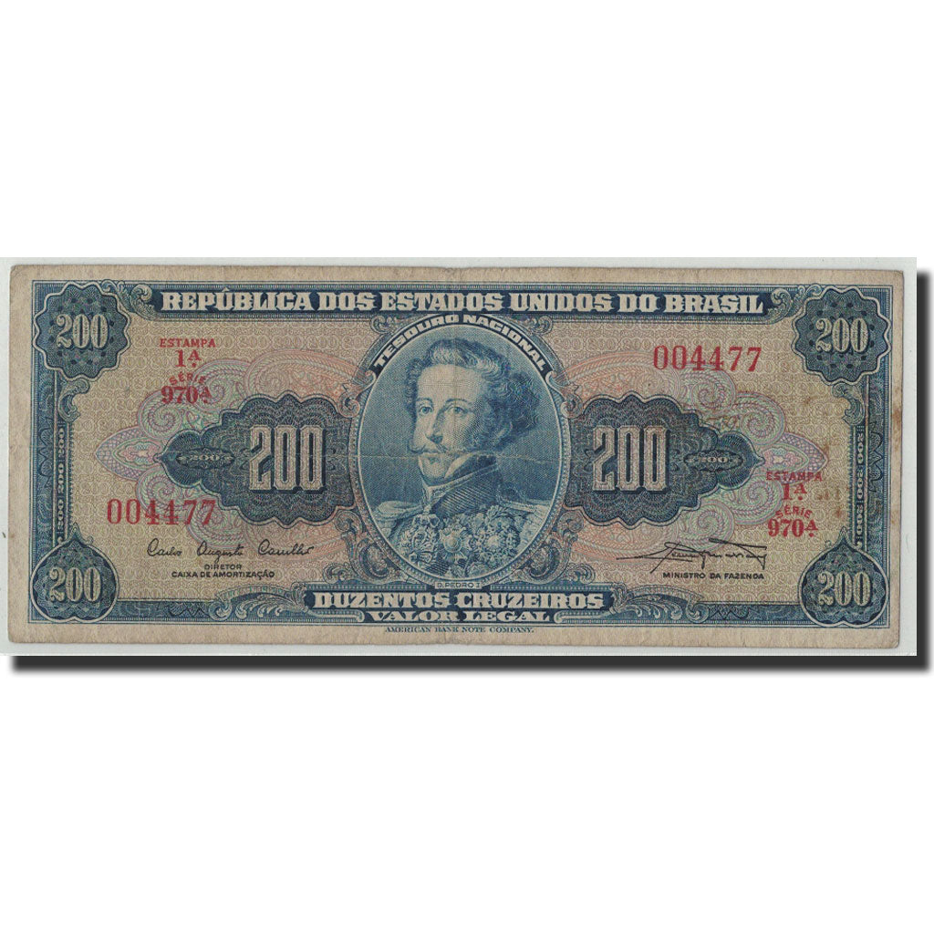 Brazil, 200 Cruzeiros, Undated (1961), KM:171a, F(12-15)