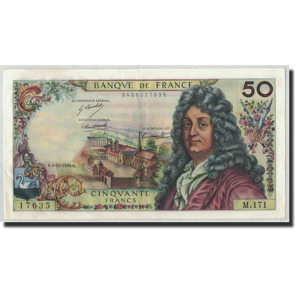 France, 50 Francs Racine, KM:148c, Fayette:64.17, 1970-11-05, SUP