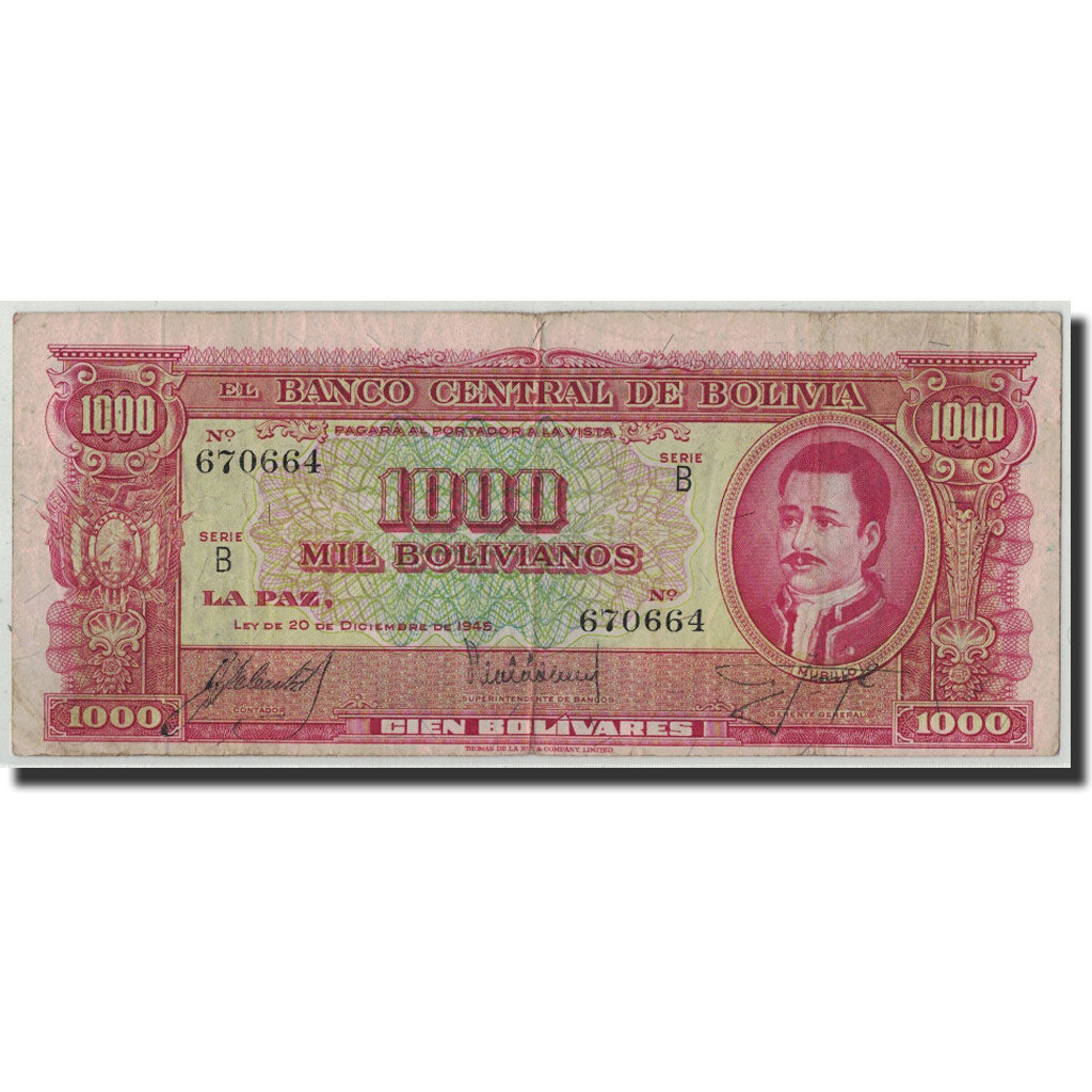Bolivia, 1000 Bolivianos, 1945, KM:149, 1945-12-20, VF(20-25)
