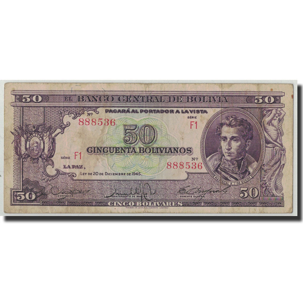 Billete, 50 Bolivianos, 1945, Bolivia, KM:141, 1945-12-20, RC+