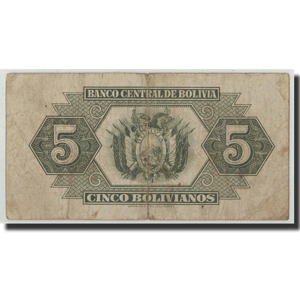 Banknote, Bolivia, 5 Bolivianos, 1928, 1928-07-20, KM:129, VG(8-10)