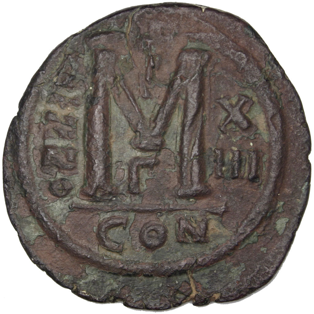 Justinian I 527-565, Follis, Constantinople, EF(40-45), Copper, Sear #163, 20.86