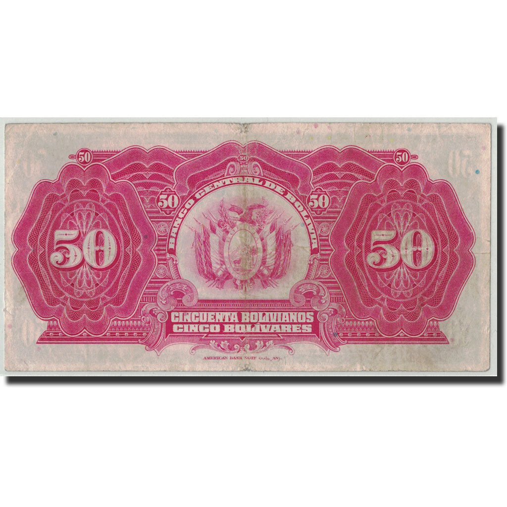 Billete, 50 Bolivianos, 1928, Bolivia, KM:123a, 1928-07-20, BC