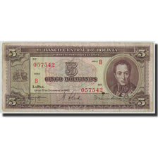 Banknot, Bolivia, 5 Bolivianos, 1945, 1945-12-20, KM:138a, VF(20-25)