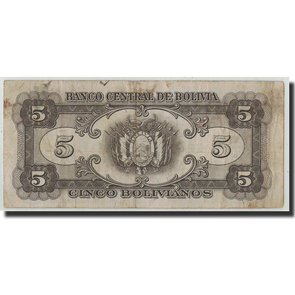 Banknote, Bolivia, 5 Bolivianos, 1945, 1945-12-20, KM:138a, VF(20-25)