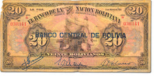 Geldschein, Bolivien, 20 Bolivianos, Undated (1929), 1911-05-11, KM:115a, SGE