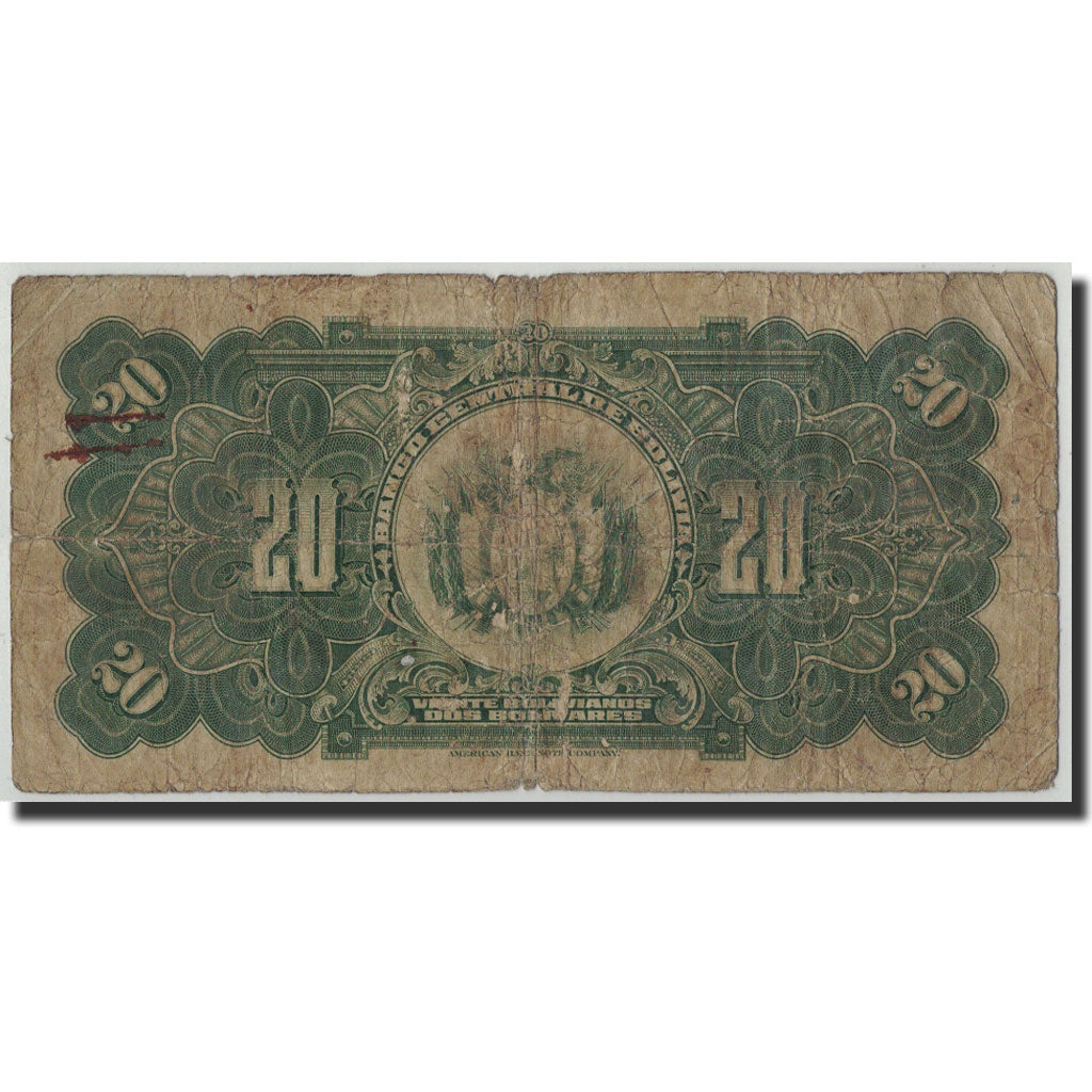 Banknote, Bolivia, 20 Bolivianos, 1928, 1928-07-20, KM:131, VG(8-10)
