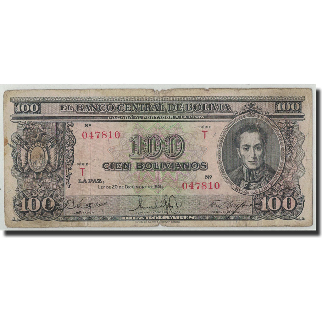 Bolivia, 100 Bolivianos, 1945, KM:142, 1945-12-20, B