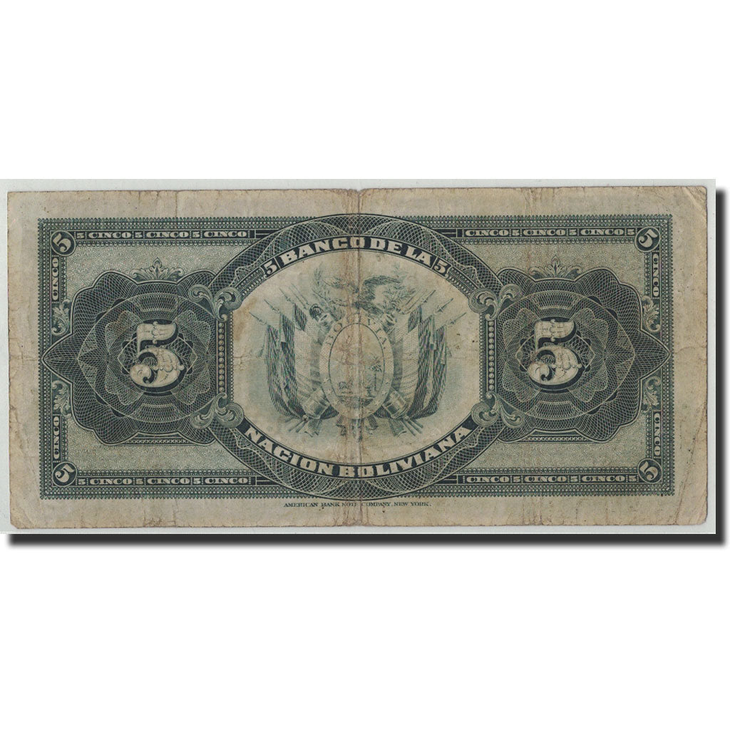 Bolivien, 5 Bolivianos, 1911, KM:105a, 1911-05-11, S