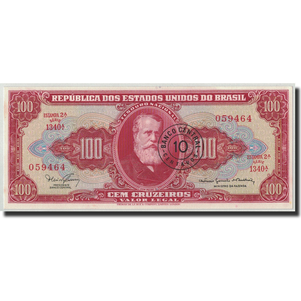 Brésil, 10 Centavos on 100 Cruzeiros, Undated (1966-1967), KM:185b, NEUF