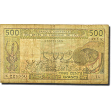 Banknote, West African States, 500 Francs, 1985, KM:706Kh, VG(8-10)