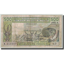 Geldschein, West African States, 500 Francs, 1981, KM:706Kc, SGE+