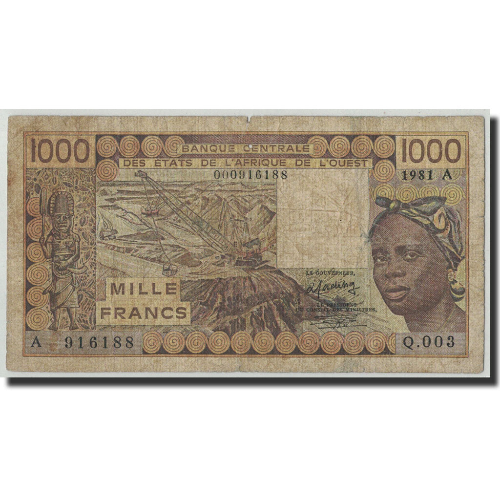 West African States, Ivory Coast, 1000 Francs, 1981, KM:107Ab, VG(8-10)
