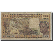 West African States, Ivory Coast, 1000 Francs, 1981, KM:107Ab, VG(8-10)