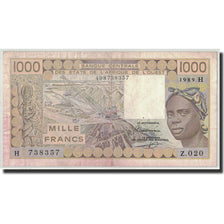 West African States, Niger, 1000 Francs, 1989, KM:607Hi, VF(20-25)