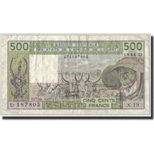 West African States, Mali, 500 Francs, 1988, KM:405Da, B+