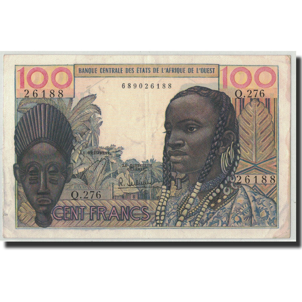 Banknote, West African States, 100 Francs, Undated (1959), KM:2b, AU(50-53)