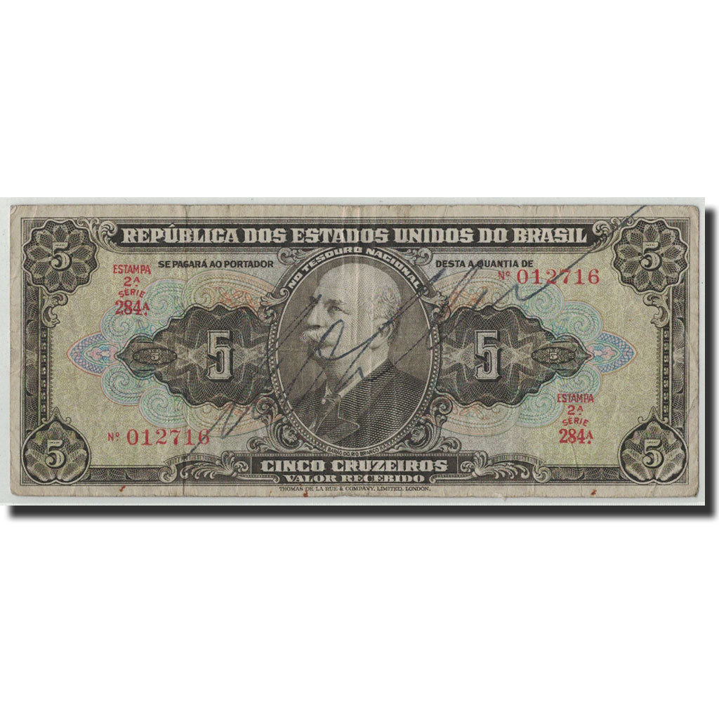 Banknote, Brazil, 5 Cruzeiros, Undated (1950), KM:142, VG(8-10)