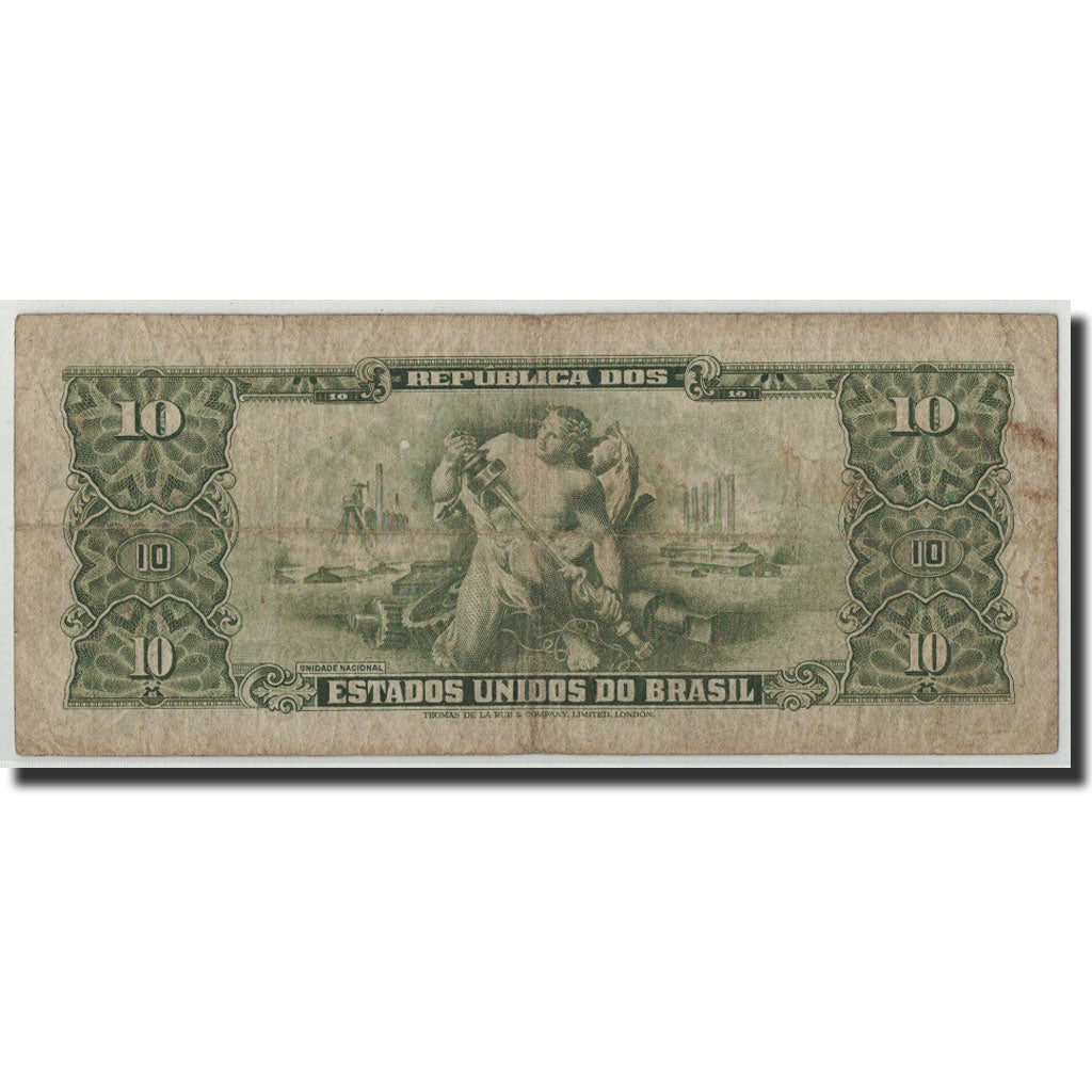 Banknote, Brazil, 10 Cruzeiros, Undated (1962), KM:177a, VG(8-10)