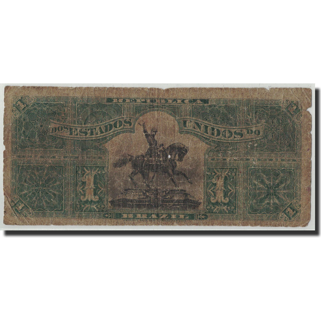 Banknote, Brazil, 1 Mil Reis, Undated (1891), KM:3b, G(4-6)