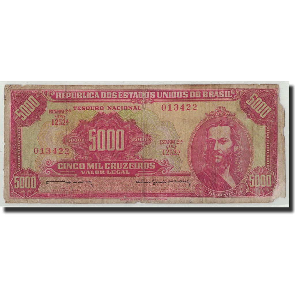 Brazil, 5000 Cruzeiros, Undated (1964), KM:182b, G(4-6)