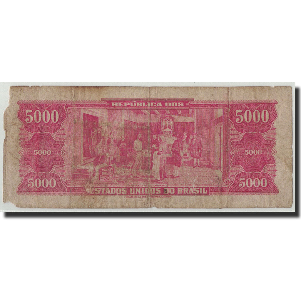 Brazil, 5000 Cruzeiros, Undated (1964), KM:182b, G(4-6)
