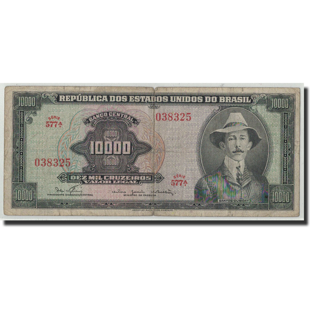 Brazil, 10,000 Cruzeiros, Undated (1966), KM:182Ba, VG(8-10)