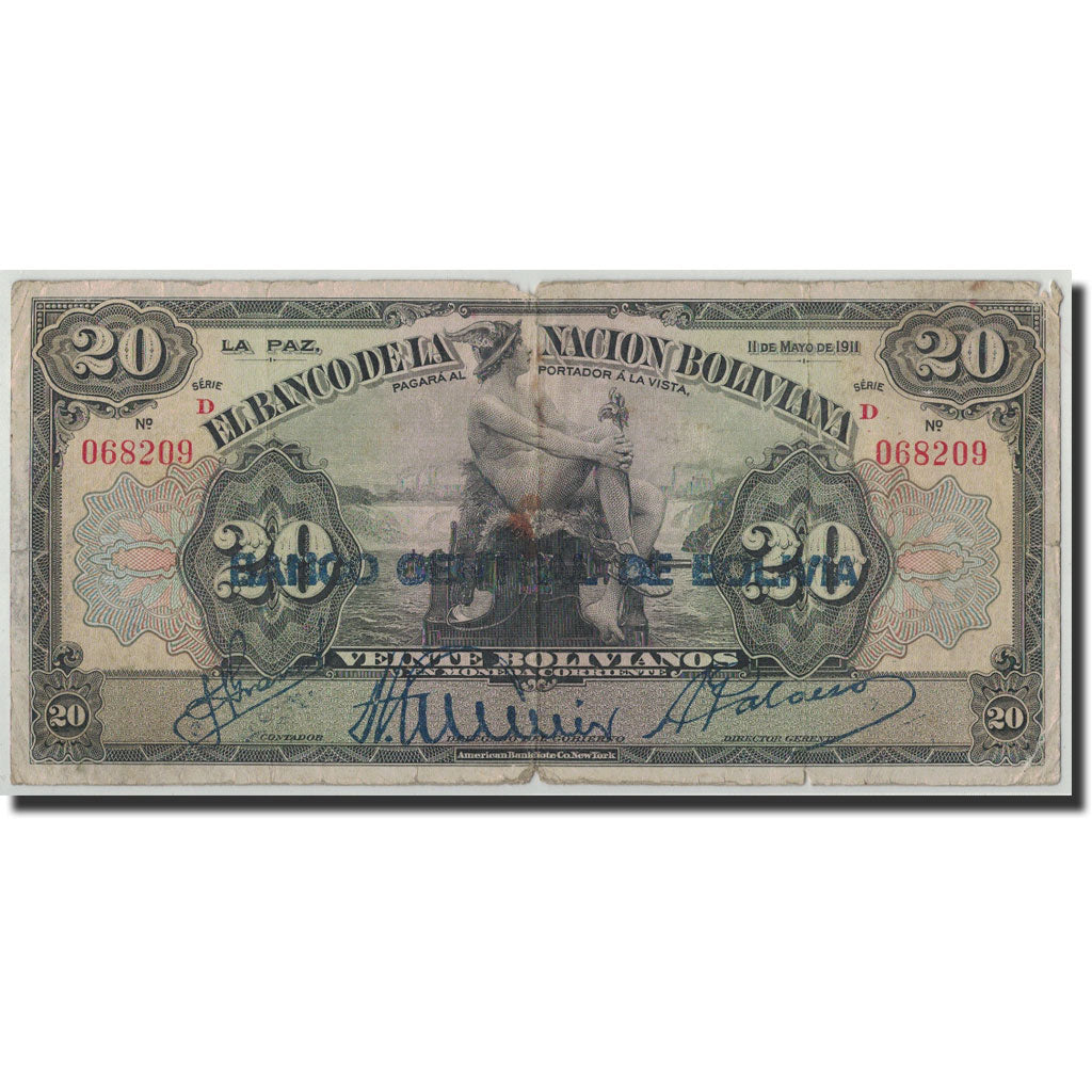 Banknote, Bolivia, 20 Bolivianos, Undated (1929), KM:115a, VG(8-10)
