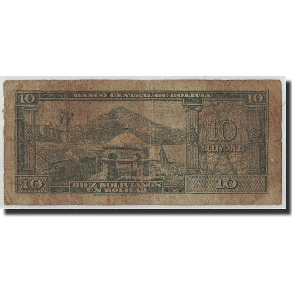 Bolivie, 10 Bolivianos, 1945, 1945-12-20, KM:139c, AB+