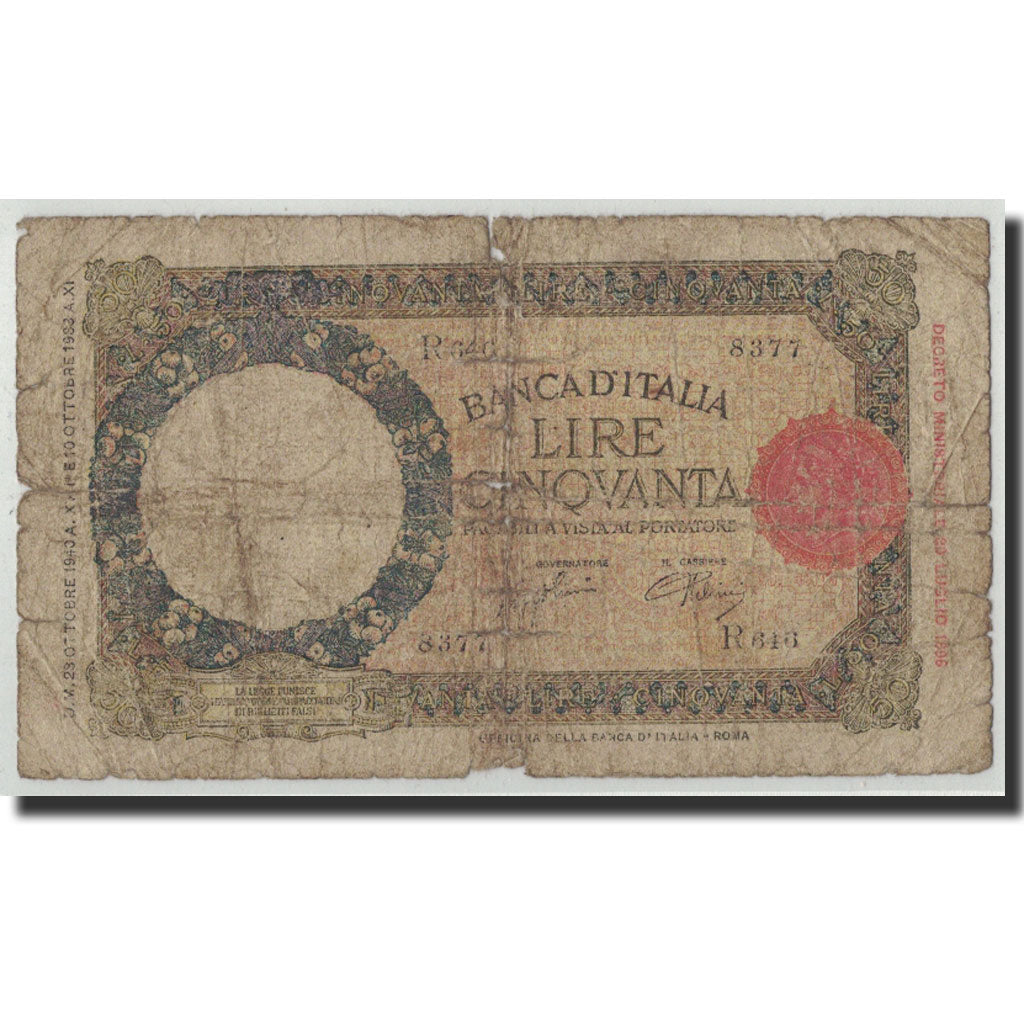 Italy, 50 Lire, 1940, KM:54b, 1940-10-29, G(4-6)