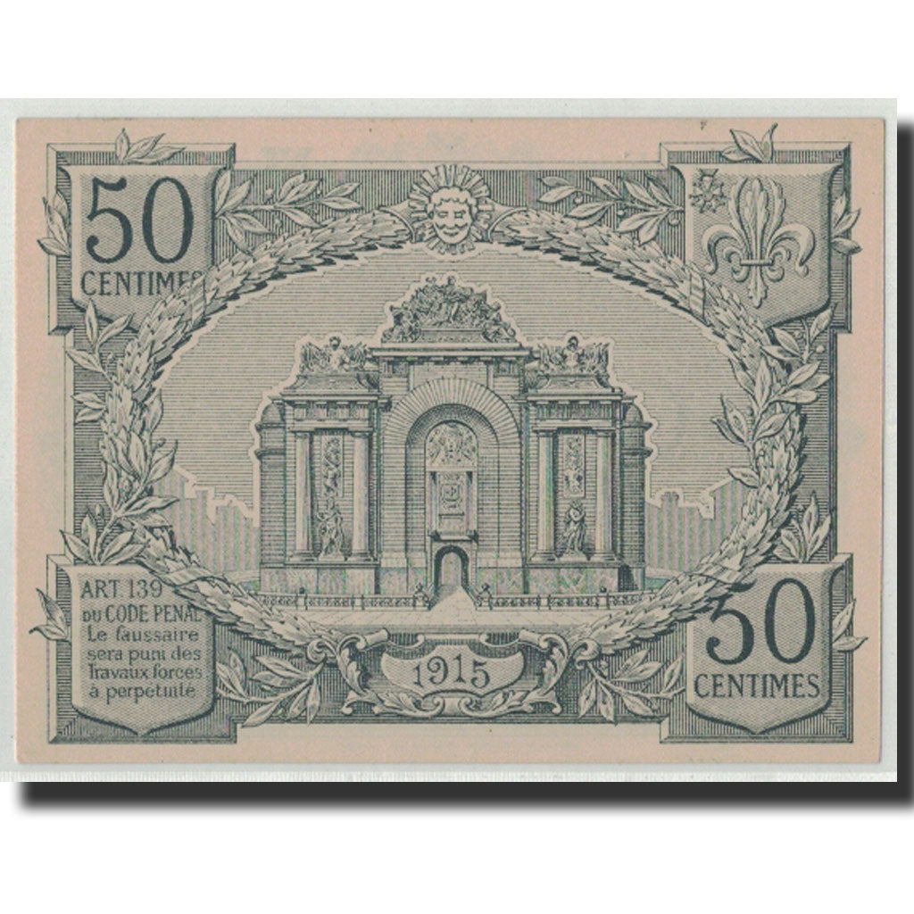 Banknote, Pirot:59-1599, 50 Centimes, 1915, France, UNC(63), Lille