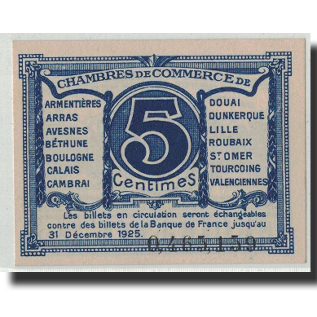 Banconote, Pirot:94-1, FDS, NORD-PAS DE CALAIS, 5 Centimes, Undated, Francia