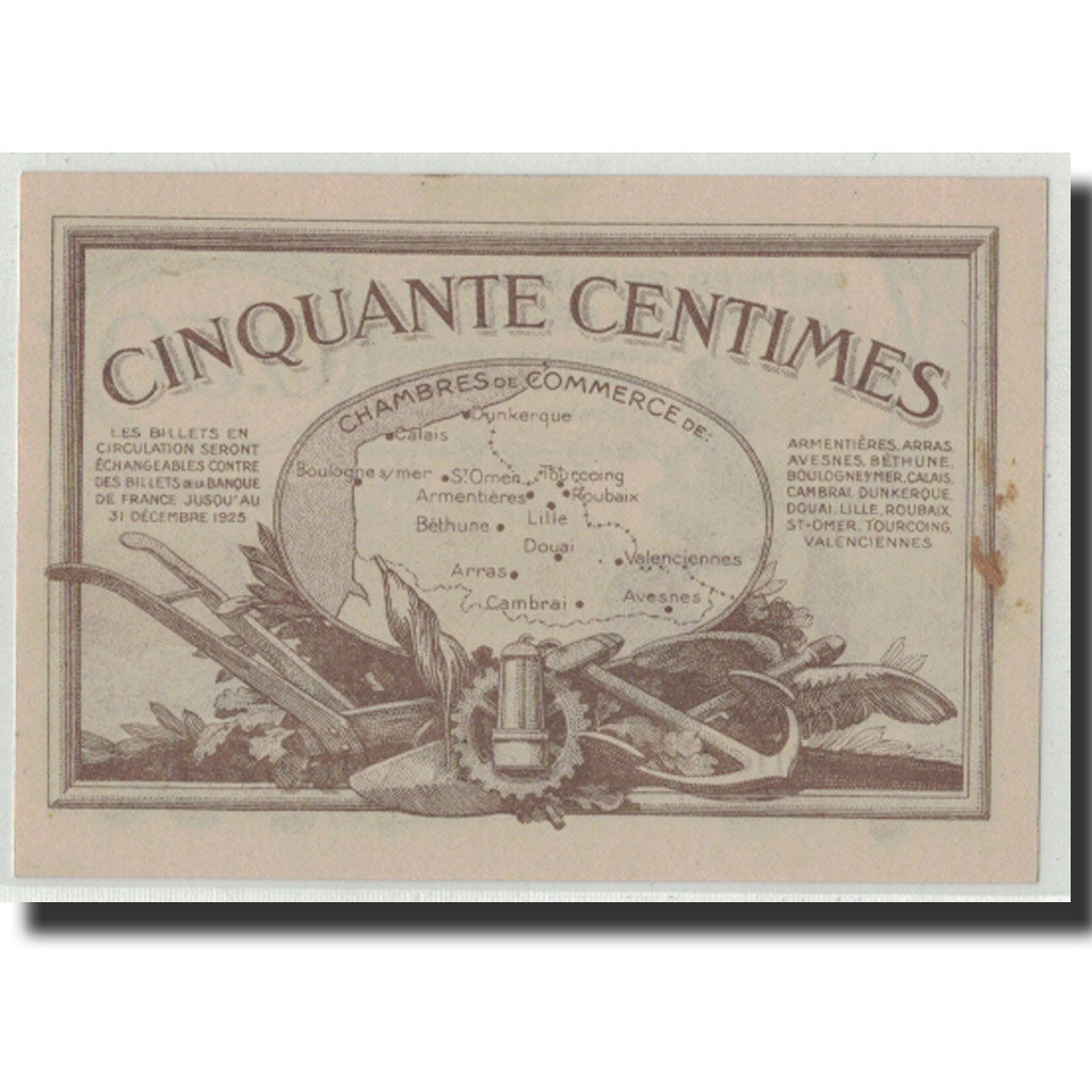 Banknote, Pirot:94-4, 50 Centimes, Undated, France, UNC(63), NORD-PAS DE CALAIS