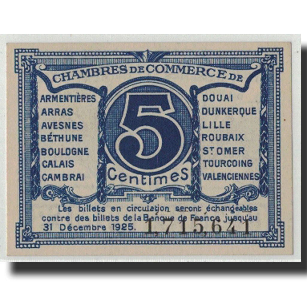Billet, France, NORD-PAS DE CALAIS, 5 Centimes, Undated, NEUF, Pirot:94-1