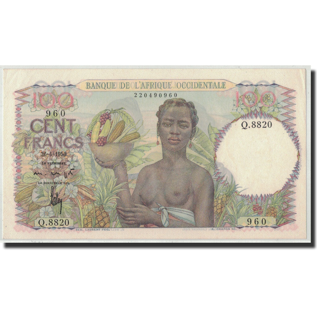 French West Africa, 100 Francs, 1950, 1950-04-26, KM:40, UNC(63)