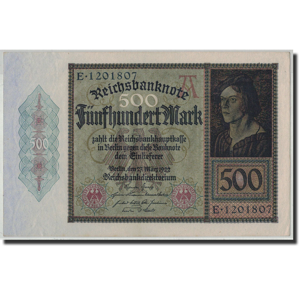 Germania, 500 Mark, 1922, KM:73, 1922-03-27, SPL