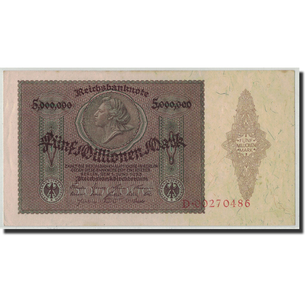 Germany, 5 Millionen Mark, 1923, KM:90, 1923-06-01, UNC(60-62)
