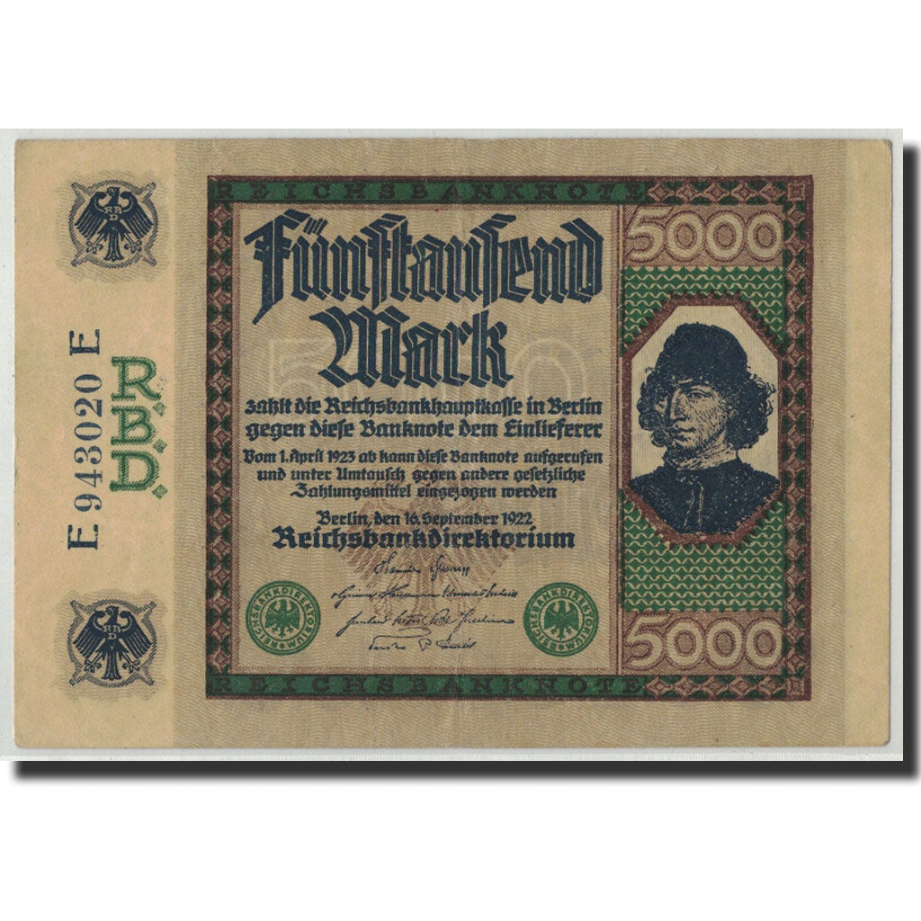 Germania, 5000 Mark, 1922, KM:77, 1922-09-16, SPL