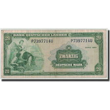Banknot, Niemcy - RFN, 20 Deutsche Mark, 1949, 1949-08-22, KM:17a, VF(30-35)
