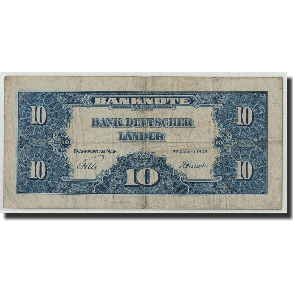 GERMANY - FEDERAL REPUBLIC, 10 Deutsche Mark, 1949, KM:16a, 1949-08-22