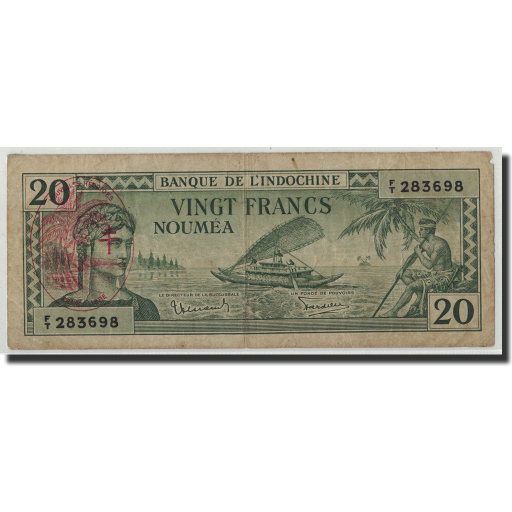 New Caledonia, 20 Francs, Undated (1944), KM:49, F(12-15)