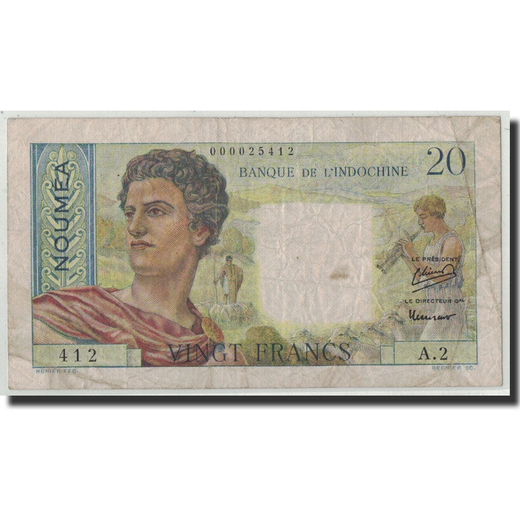 New Caledonia, 20 Francs, Undated (1951), KM:50a, F(12-15)