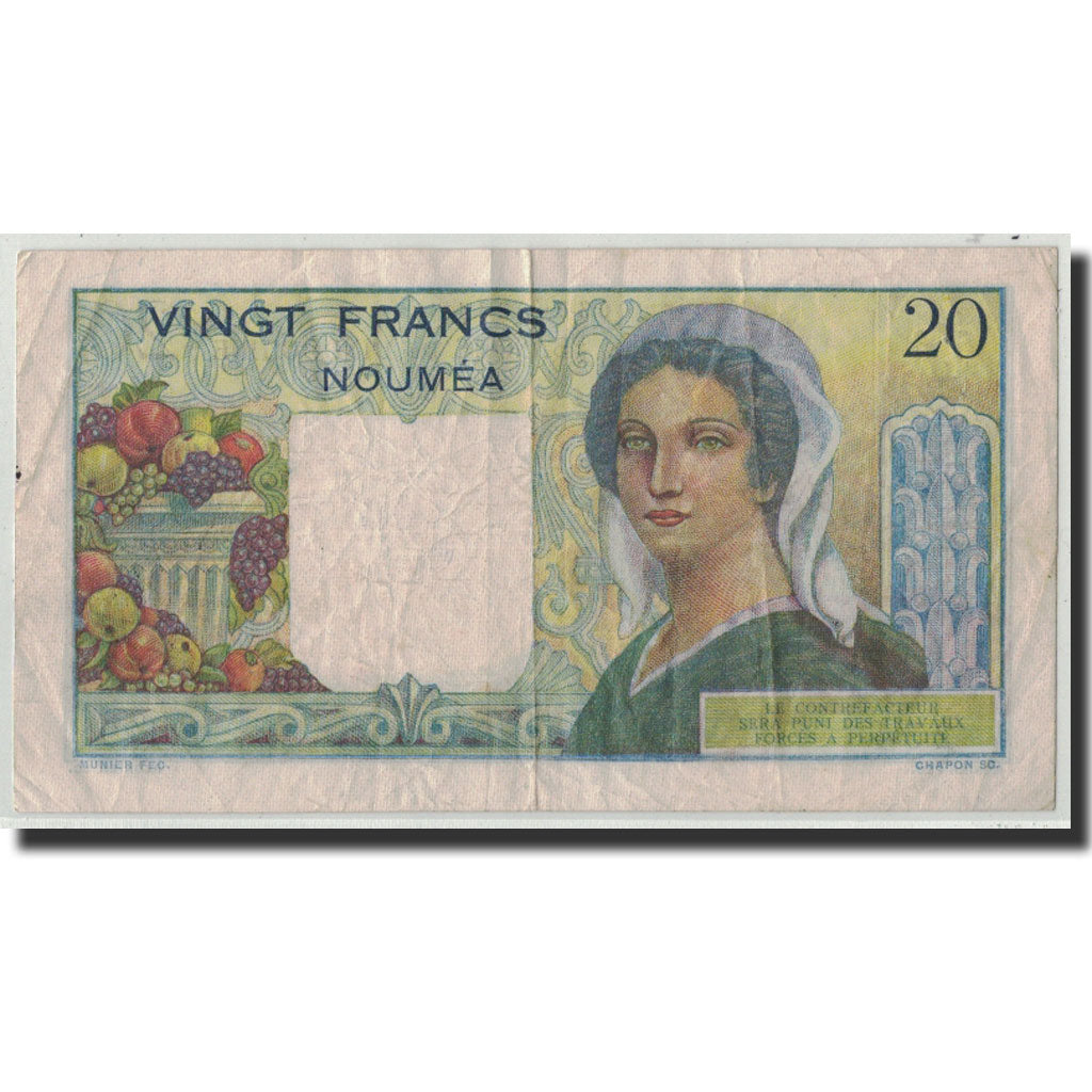New Caledonia, 20 Francs, Undated (1963), KM:50c, VF(20-25)