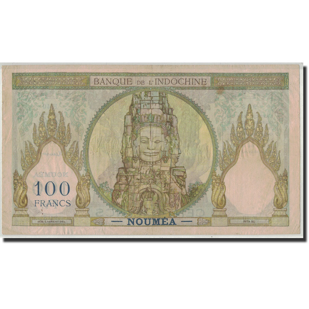 New Caledonia, 100 Francs, Undated (1953), KM:42c, EF(40-45)