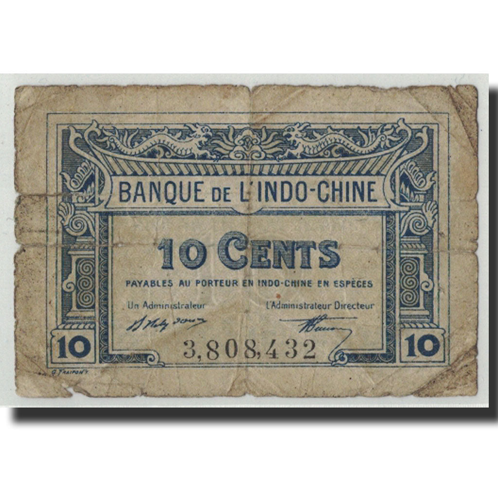 FRENCH INDO-CHINA, 10 Cents, 1919, KM:43, VG(8-10)